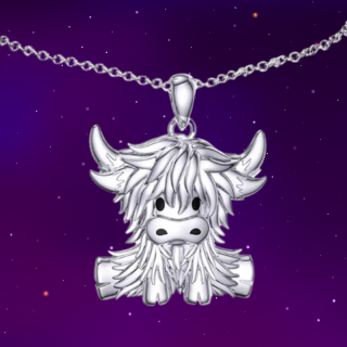 Retro style Highland cow necklace