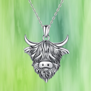Highland cow head necklace