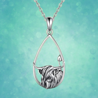 Cow teardrop necklace