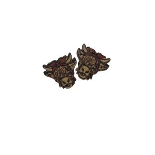 Wooden coo head earrings (stud)