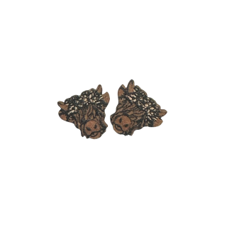 Wooden coo head earrings (stud)