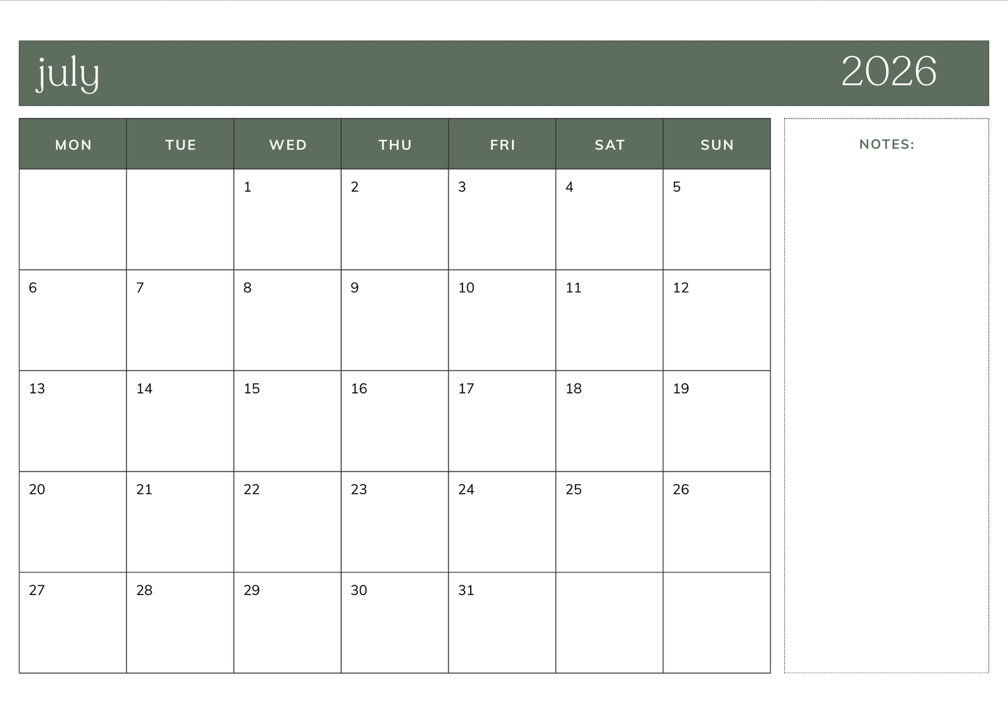 2026 Glenstrae Highlands Calendar