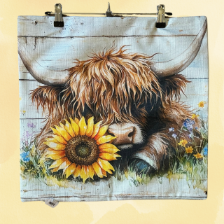 Highland cow cushion cover