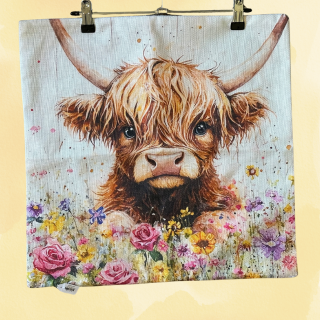 Highland cow cushion cover