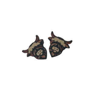 Wooden coo head earrings (stud)