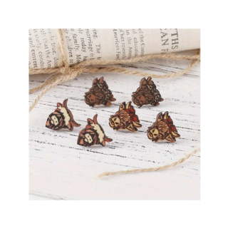 Wooden coo head earrings (stud)