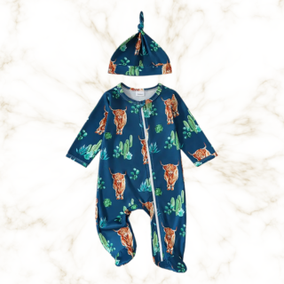 Newborn Highland & Cactus Footed Romper