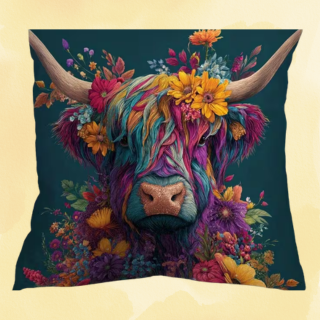 Highland cow cushion cover