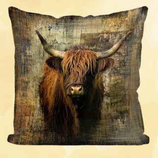 Highland cow cushion cover