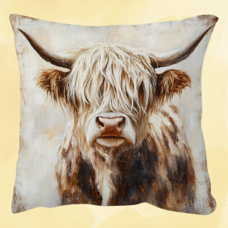Highland cow cushion cover