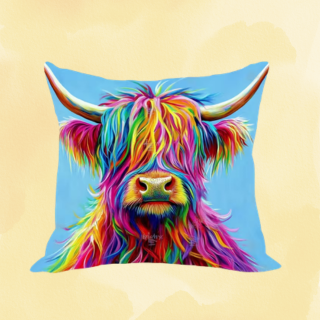 Highland cow cushion cover