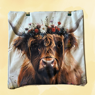 Highland cow cushion cover
