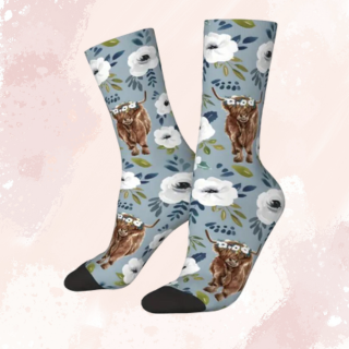 Blue Floral - Highland Socks